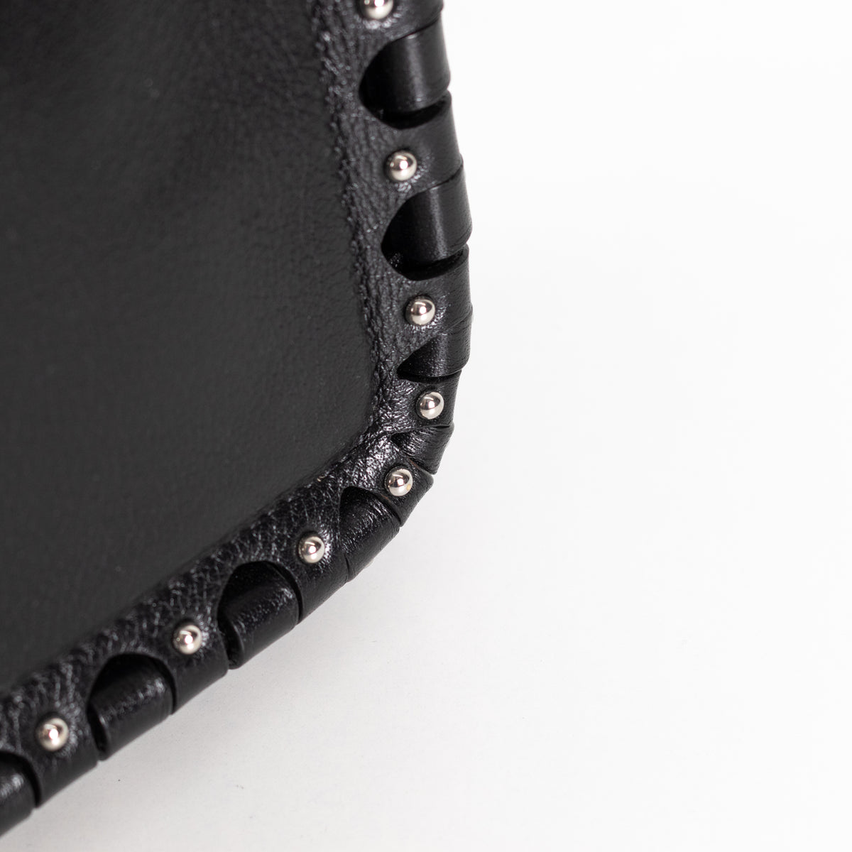 Alaia Black Leather Silver Stud Hinge Flap Crossbody Bag