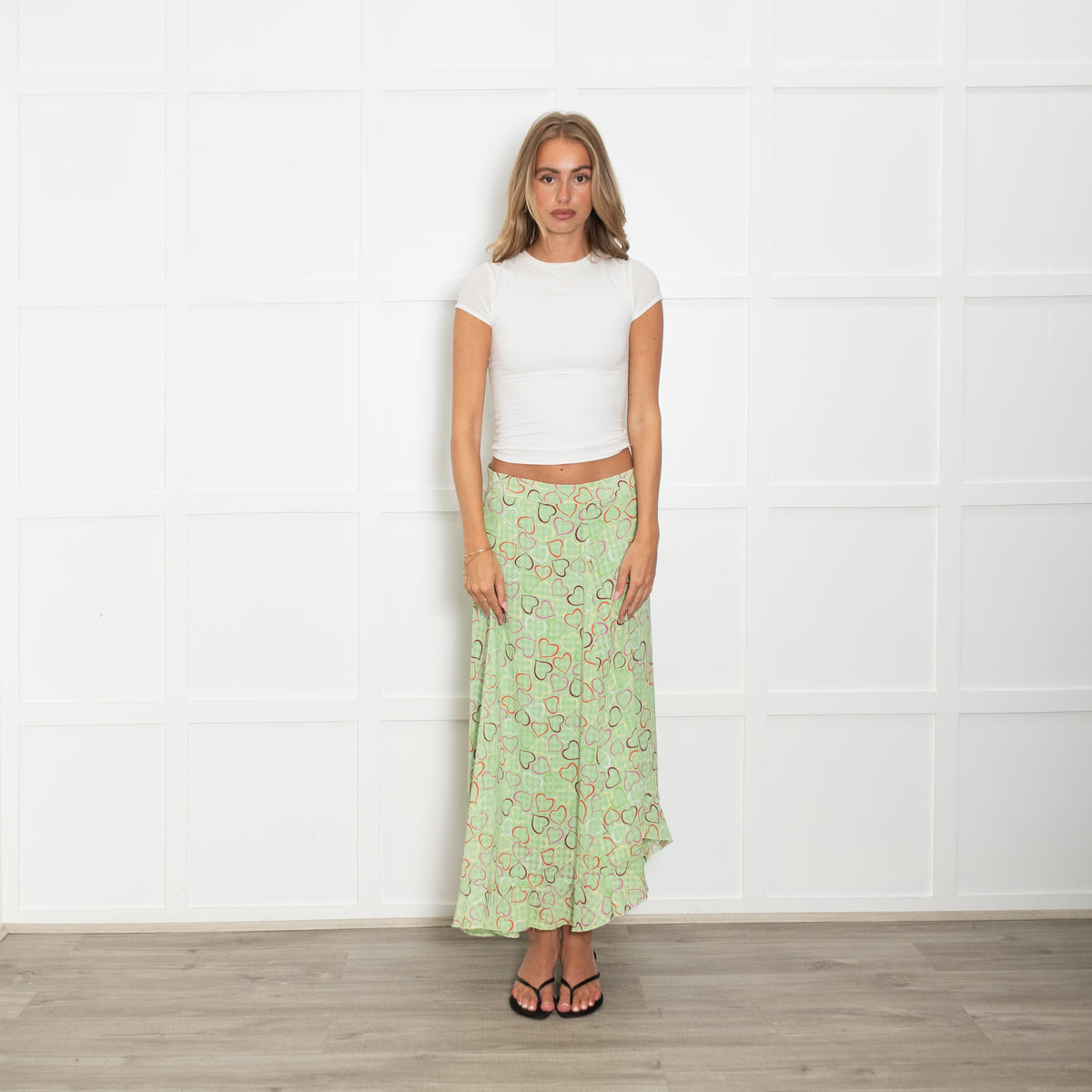 Stine Goya Green Skirt With Heart Print