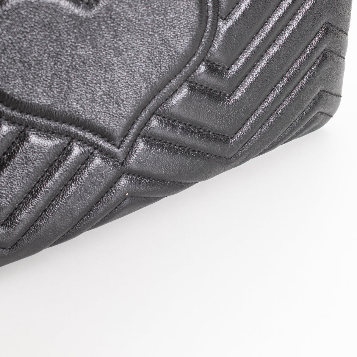 Gucci Black Leather Chevron Pouch