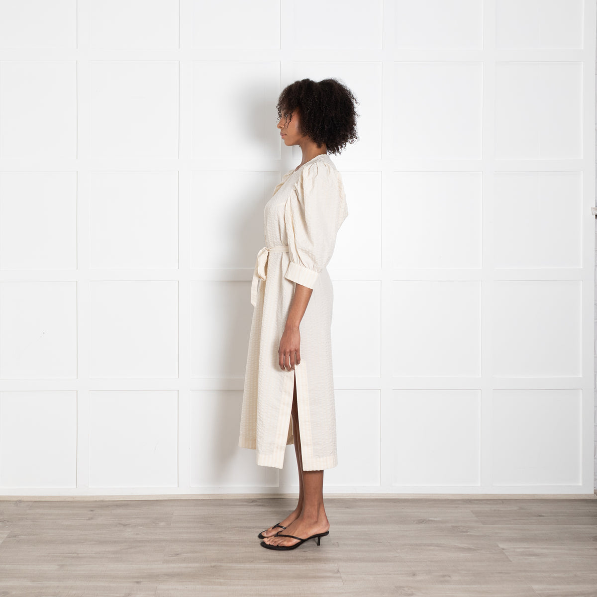 Baum und Pferdgarten Cream Seersucker Puff Sleeve Dress