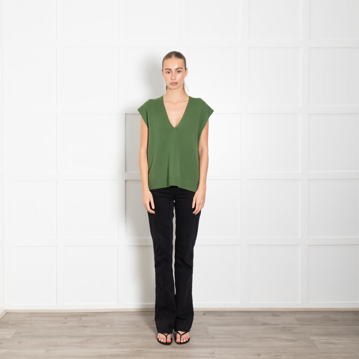 Me+Em Green Cashmere Mix Sleeveless Jumper