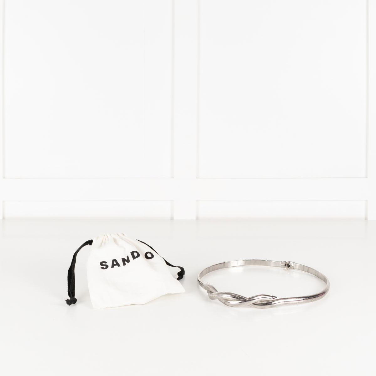 Sandro Silver Snake Chain Braided Detail Belt