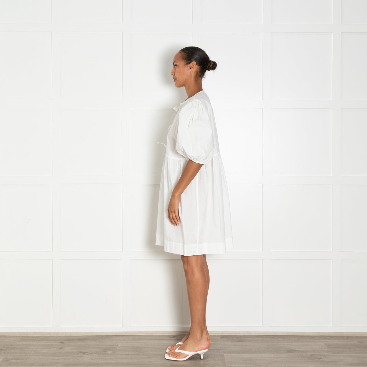 Ganni White Dress With Front Ties