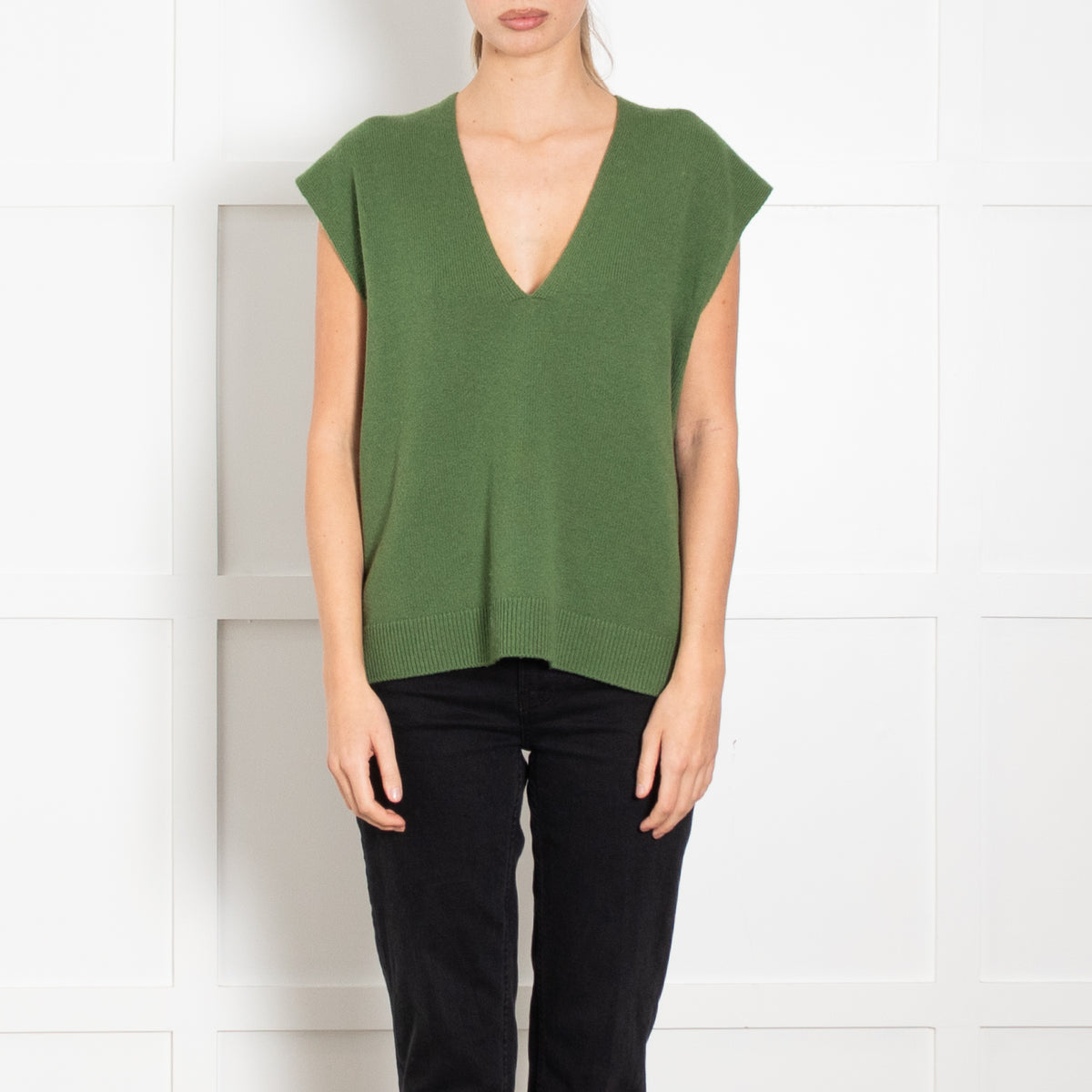 Me+Em Green Cashmere Mix Sleeveless Jumper