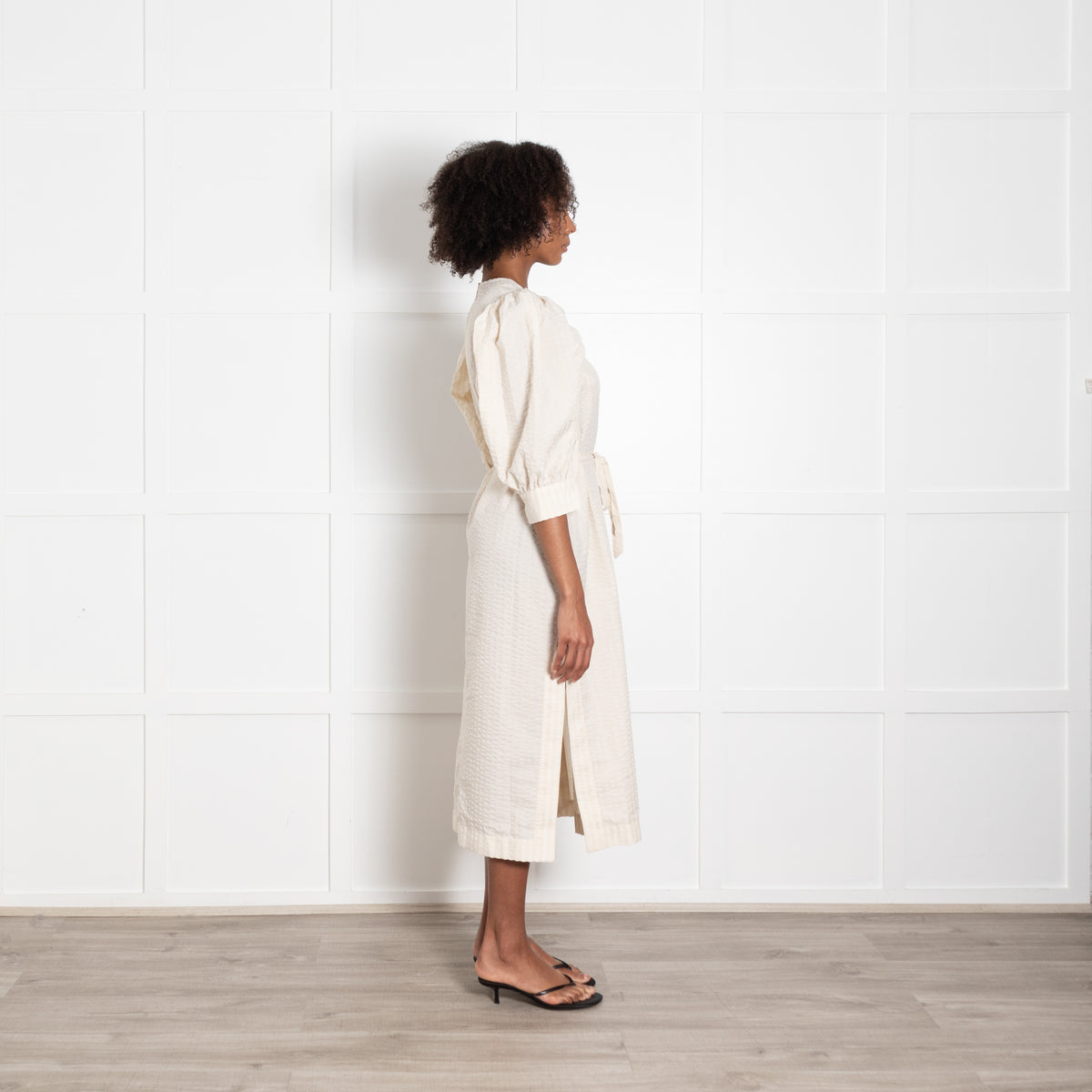 Baum und Pferdgarten Cream Seersucker Puff Sleeve Dress