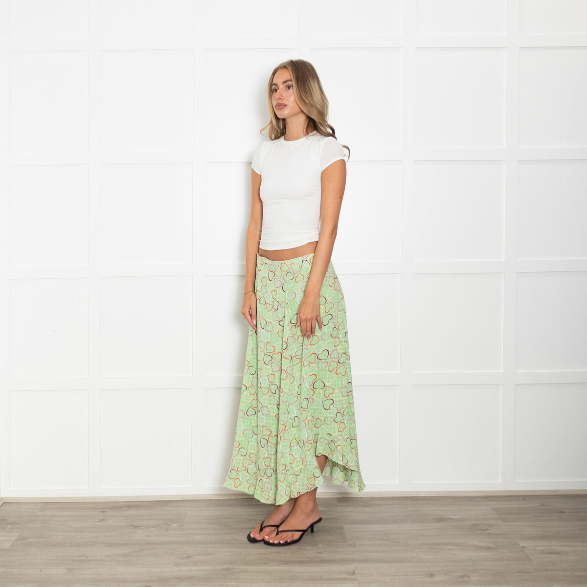 Stine Goya Green Skirt With Heart Print