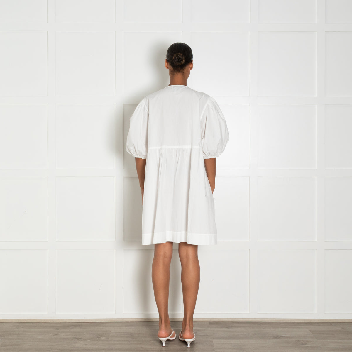 Ganni White Dress With Front Ties