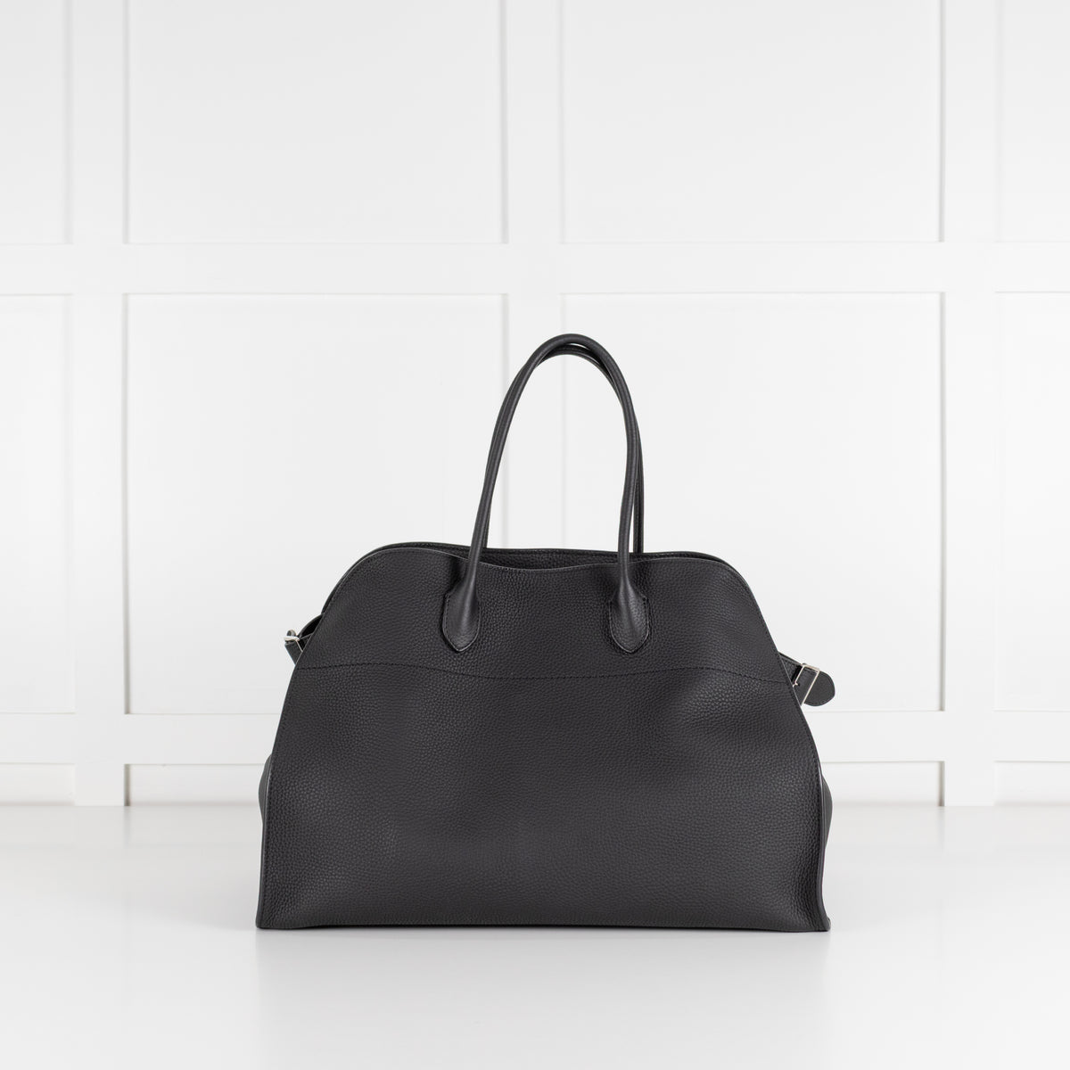 The Row Black Pebbled Leather Margaux 17 Bag