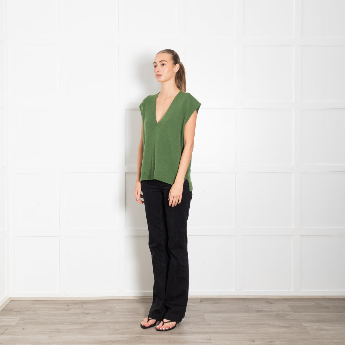 Me+Em Green Cashmere Mix Sleeveless Jumper