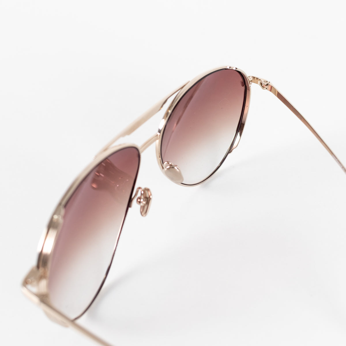 Linda Farrow Gold Titanium Aviator Shape with Brown Lens