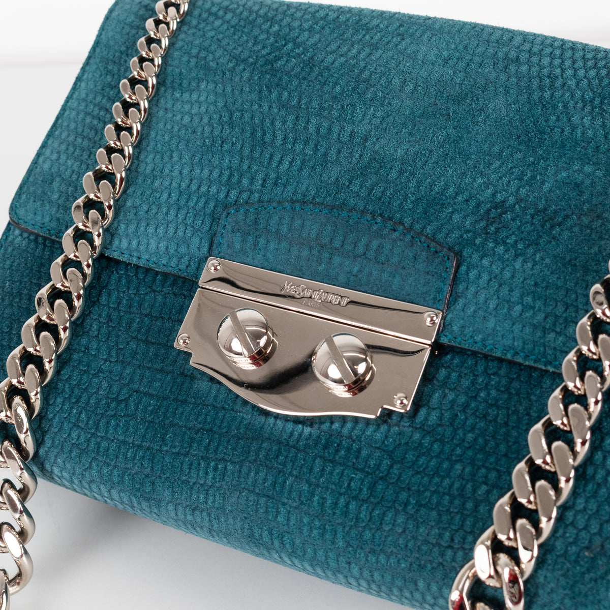 Yves Saint Laurent Teal Le Sixieme Suede Bag