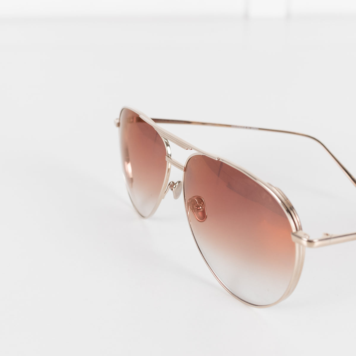 Linda Farrow Gold Titanium Aviator Shape with Brown Lens