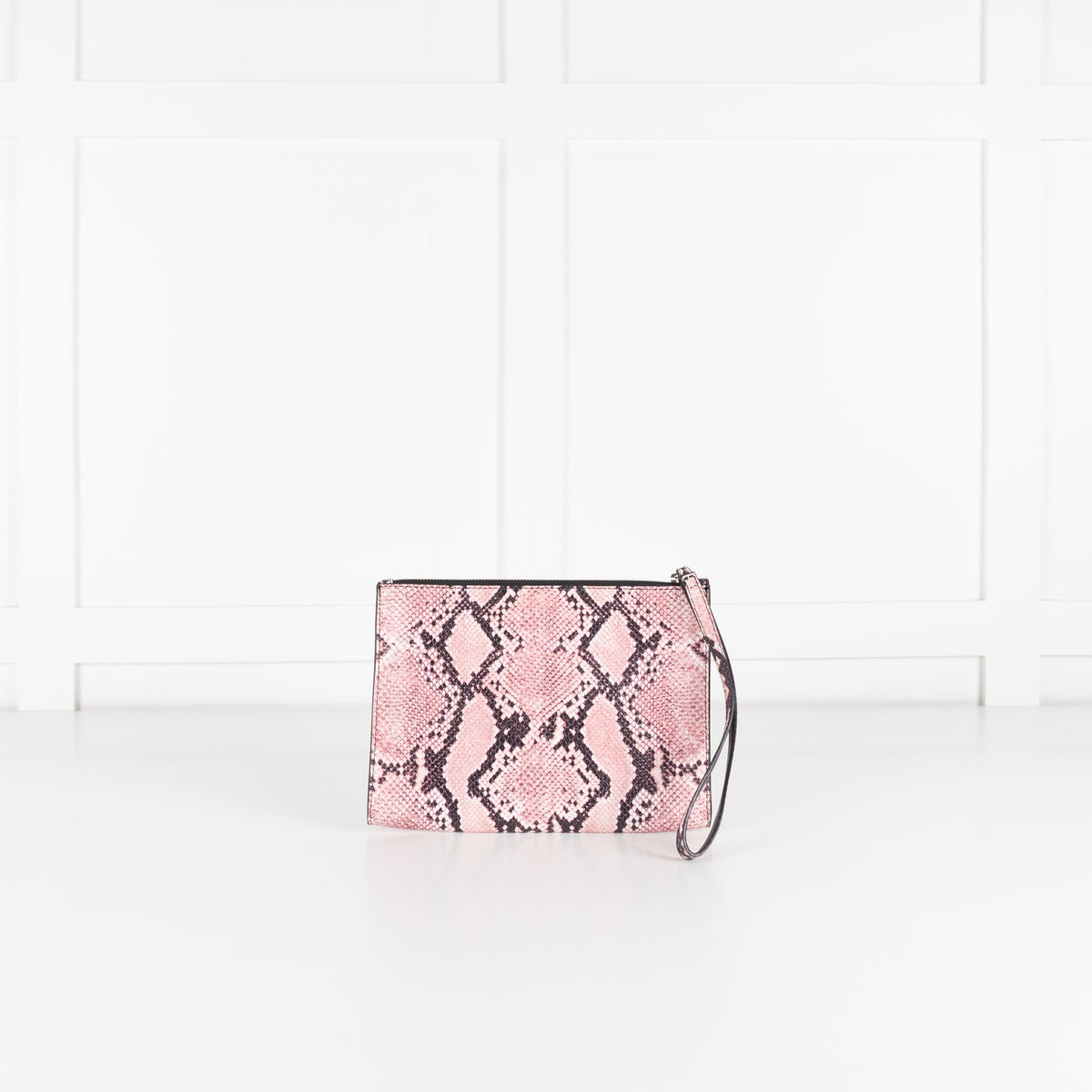 Stella McCartney Pink Snake Clutch with Pink Studs