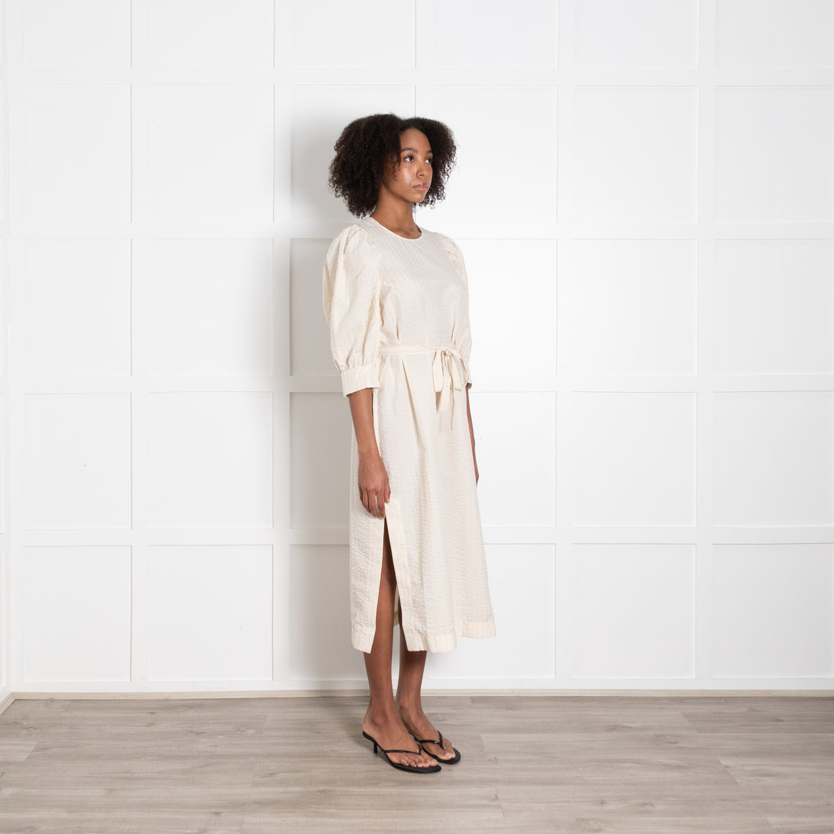 Baum und Pferdgarten Cream Seersucker Puff Sleeve Dress