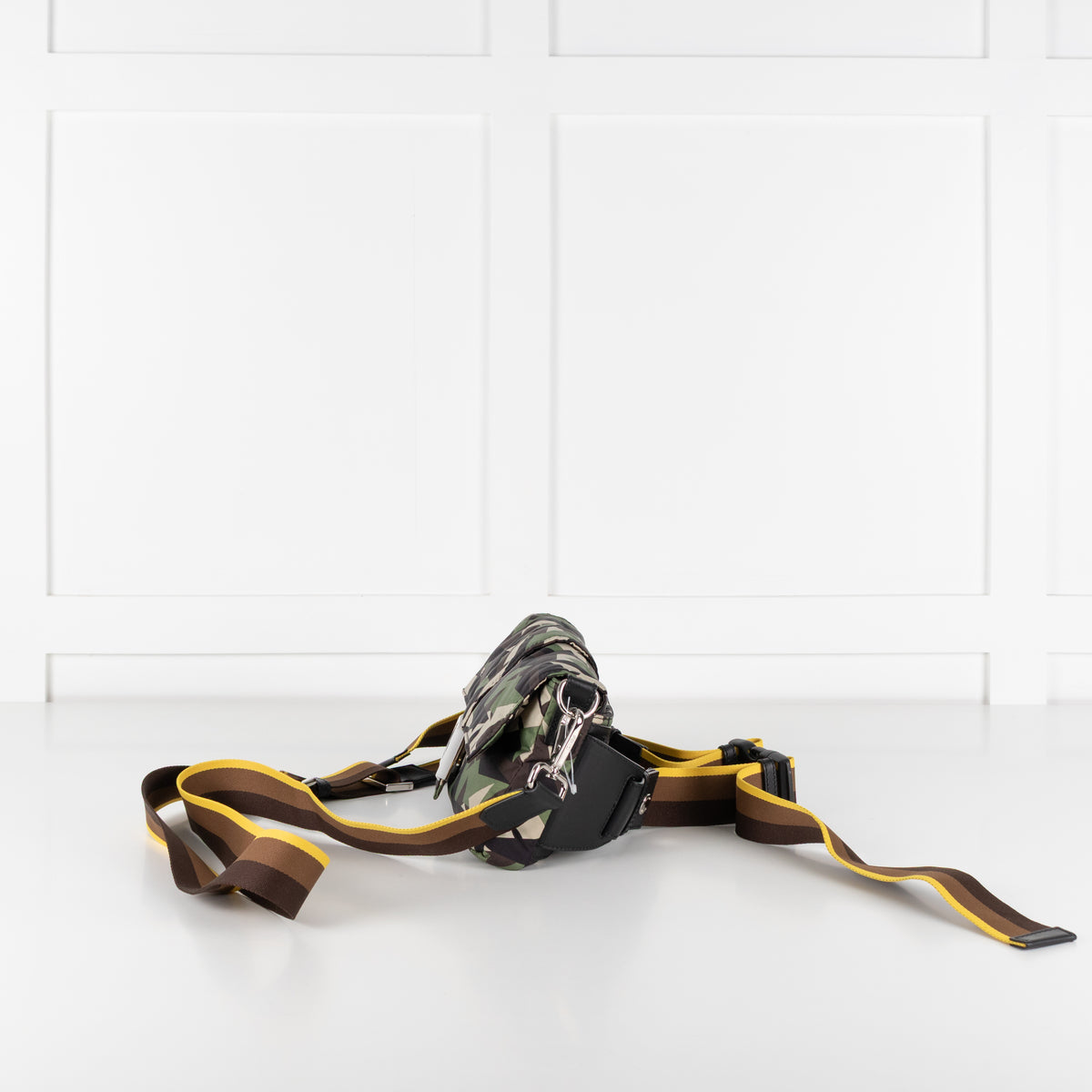Fendi Green Nylon Camouflage Convertible Baguette Satchel