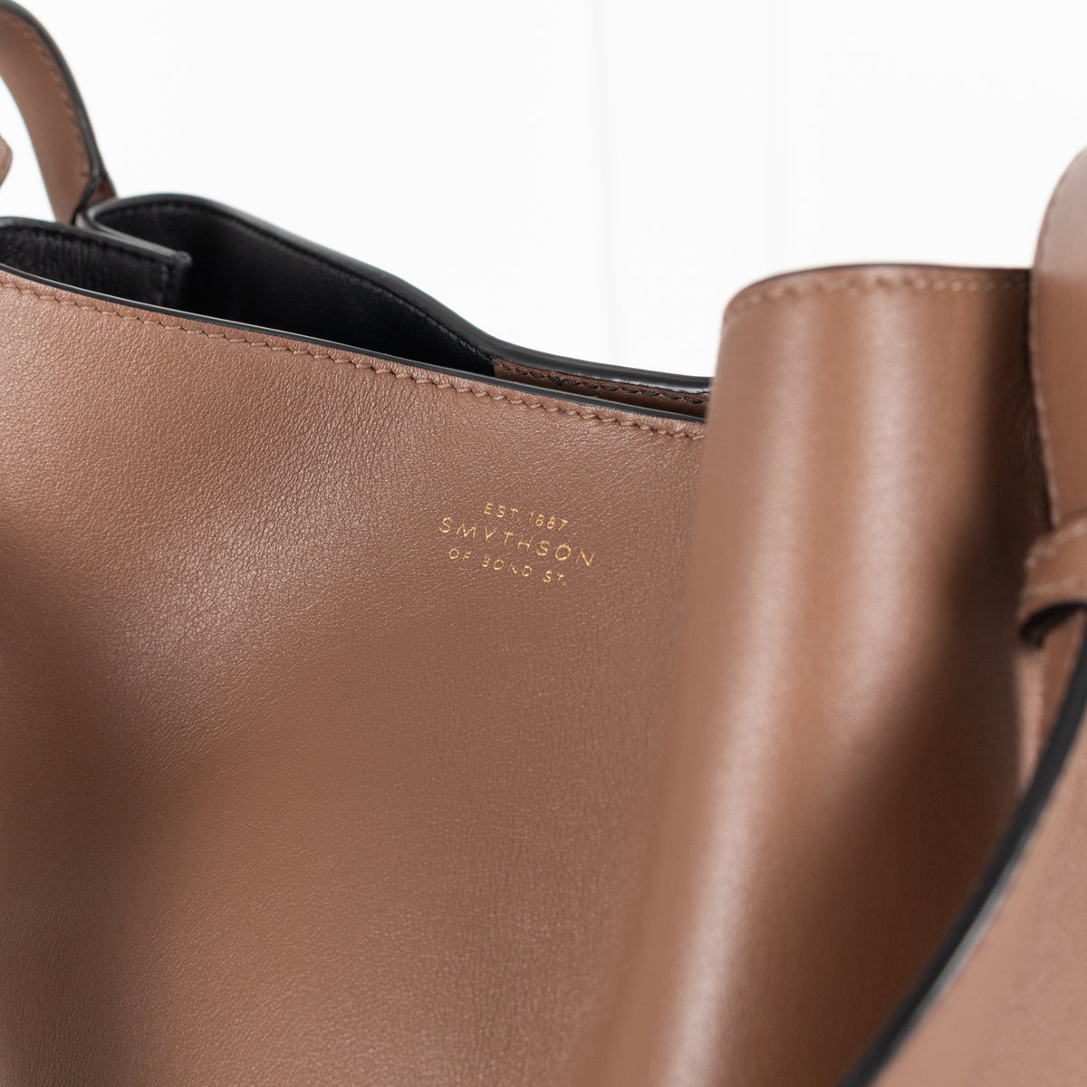 Smythson Brown Leather Bucket Bag