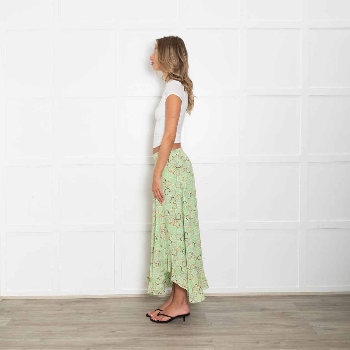 Stine Goya Green Skirt With Heart Print
