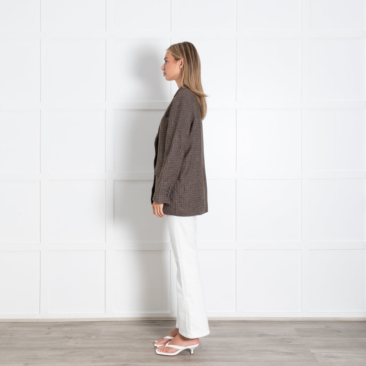 Rosae Paris Brown Houndstooth Single Breasted Jacket