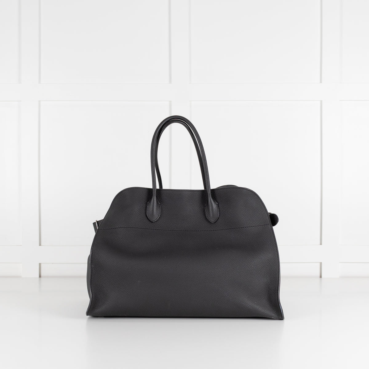 The Row Black Pebbled Leather Margaux 17 Bag