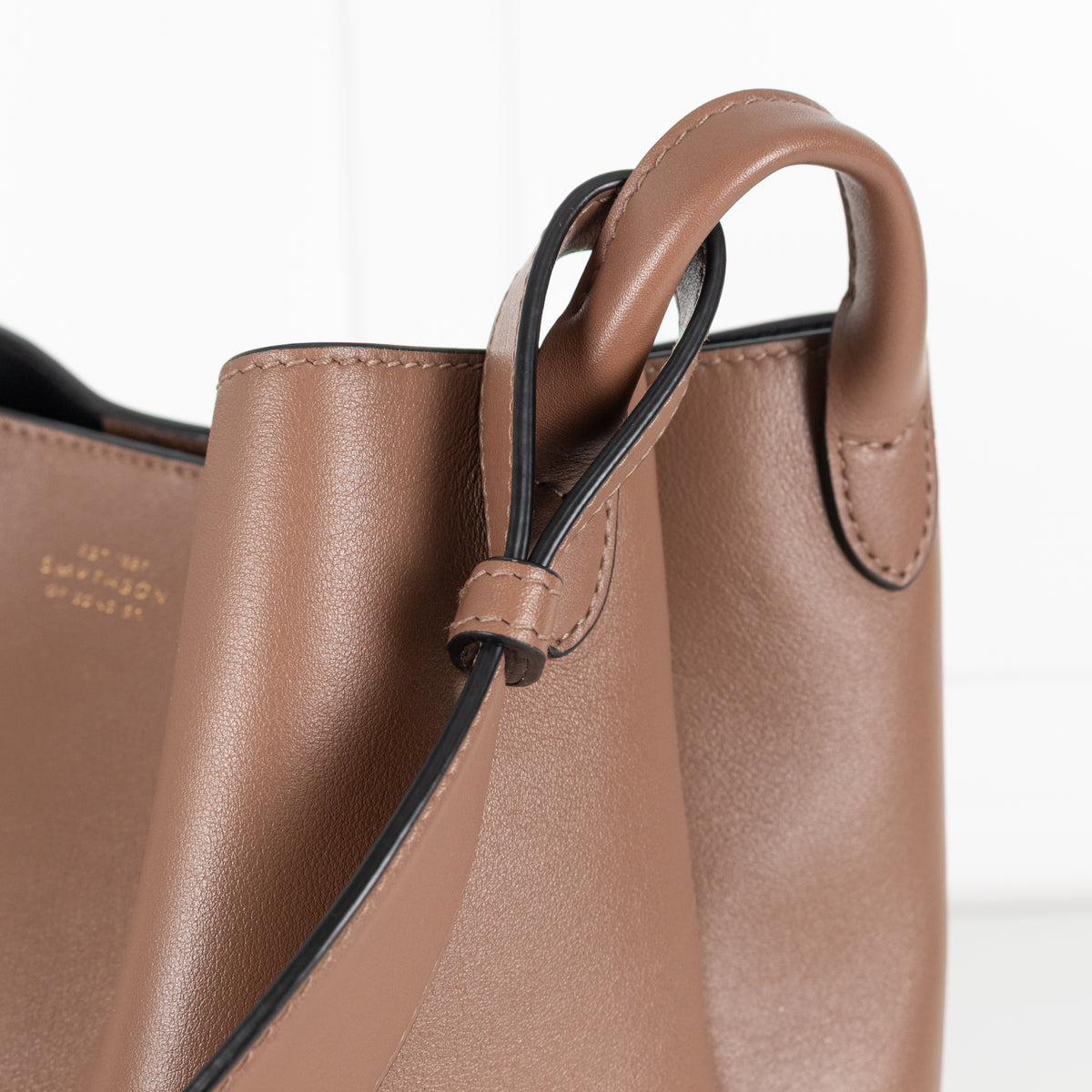 Smythson Brown Leather Bucket Bag