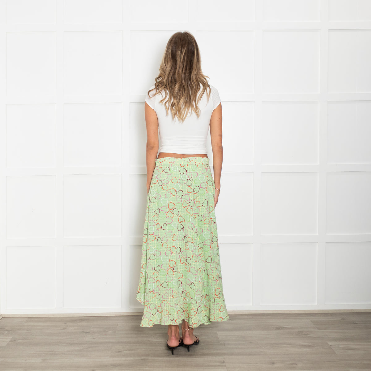 Stine Goya Green Skirt With Heart Print