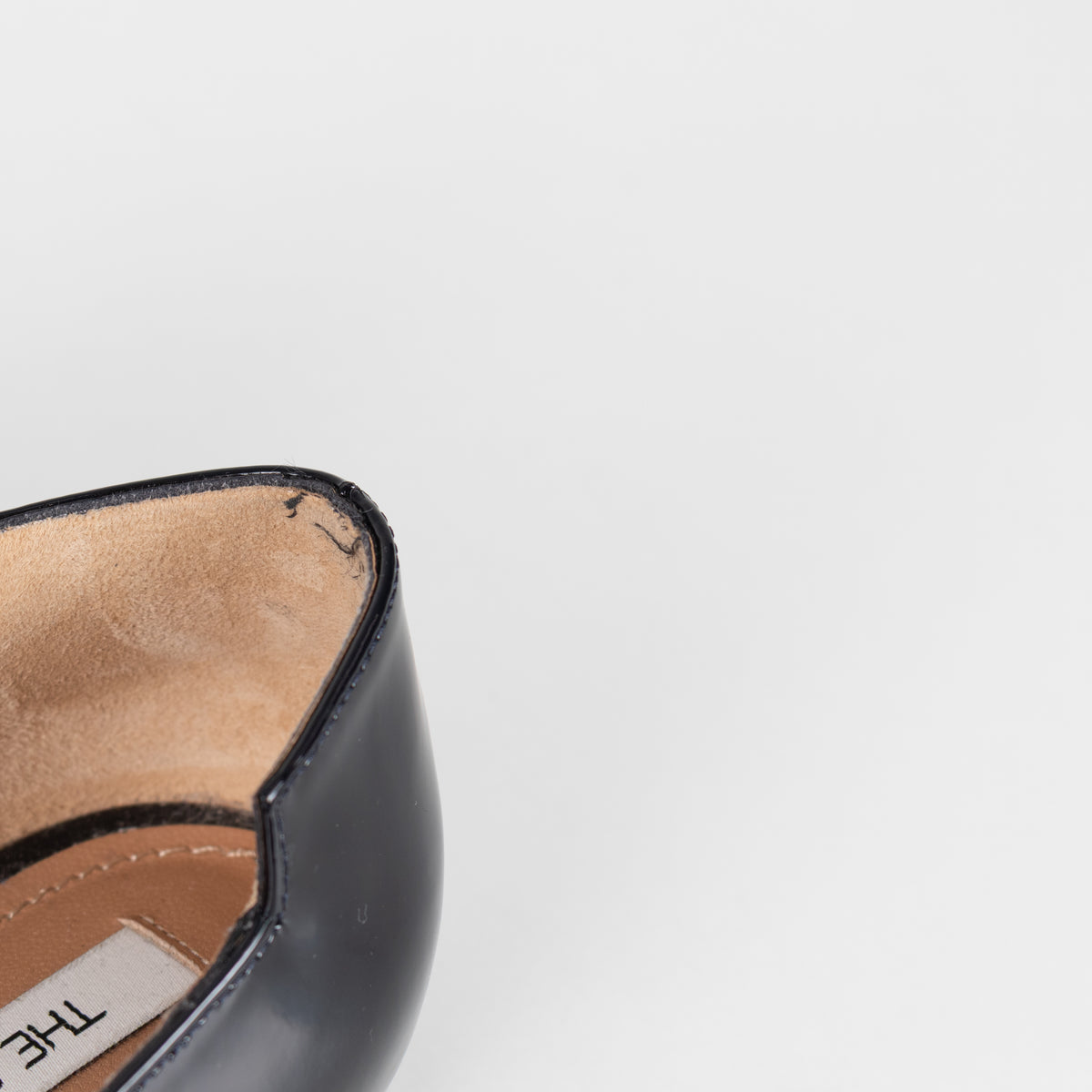 The Fold Dark Navy Patent Leather Pointed Toe Bianco Flat Shoes