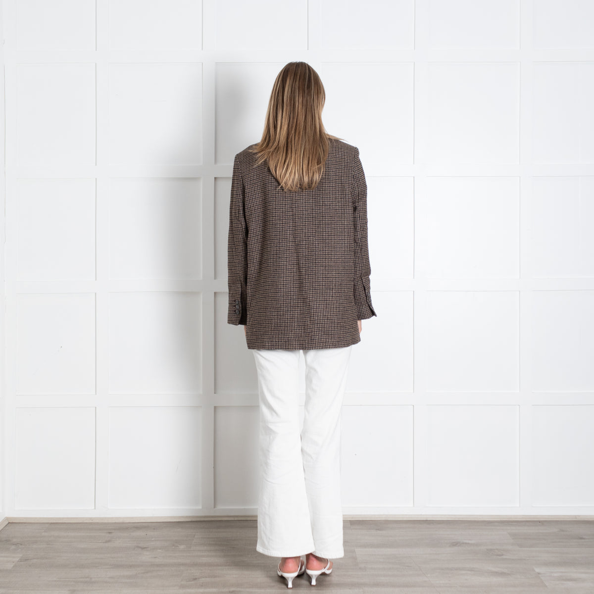 Rosae Paris Brown Houndstooth Single Breasted Jacket