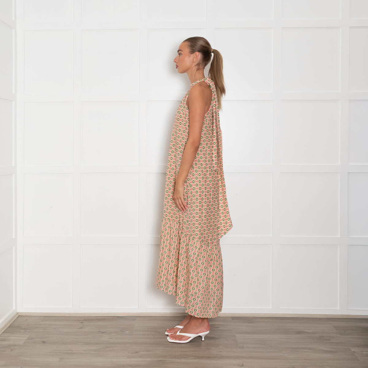 Me + Em Green and Pink Halterneck Maxi Dress