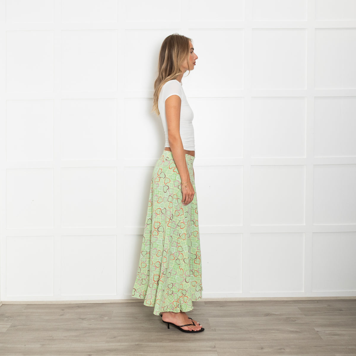 Stine Goya Green Skirt With Heart Print