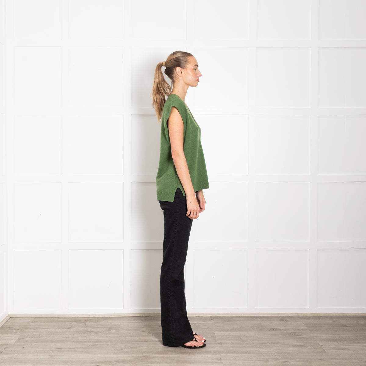 Me+Em Green Cashmere Mix Sleeveless Jumper