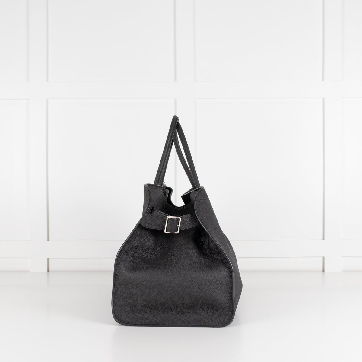 The Row Black Pebbled Leather Margaux 17 Bag