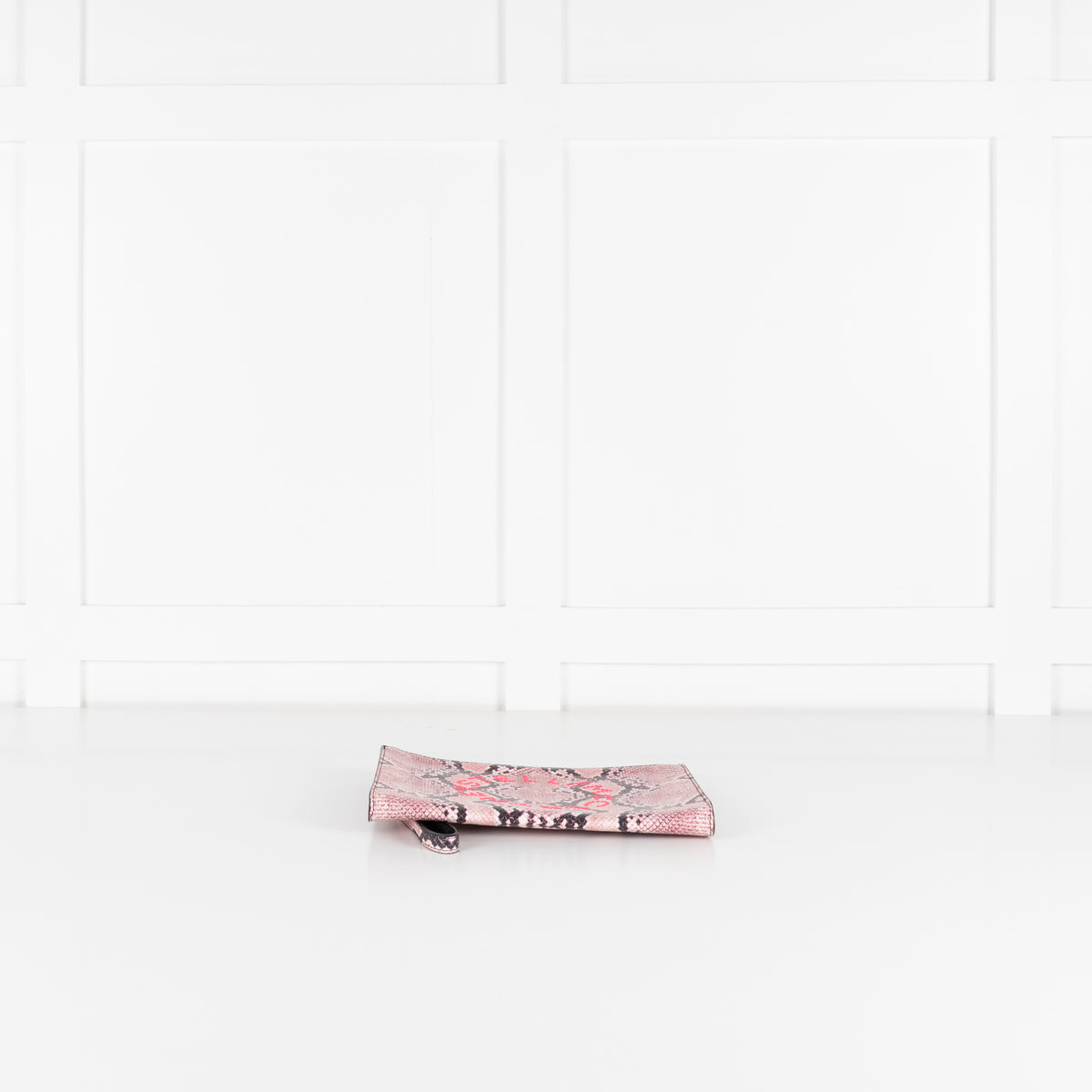 Stella McCartney Pink Snake Clutch with Pink Studs