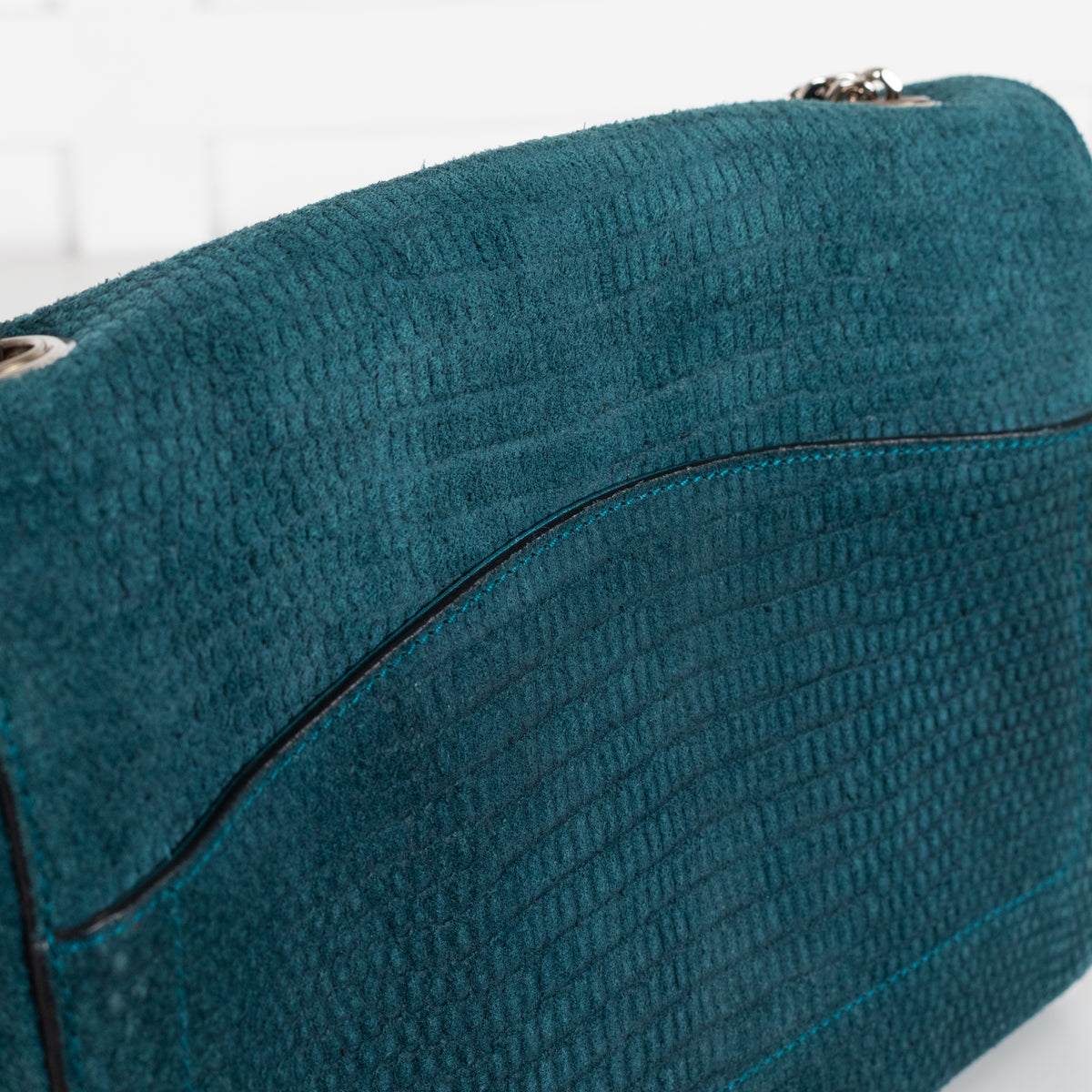 Yves Saint Laurent Teal Le Sixieme Suede Bag