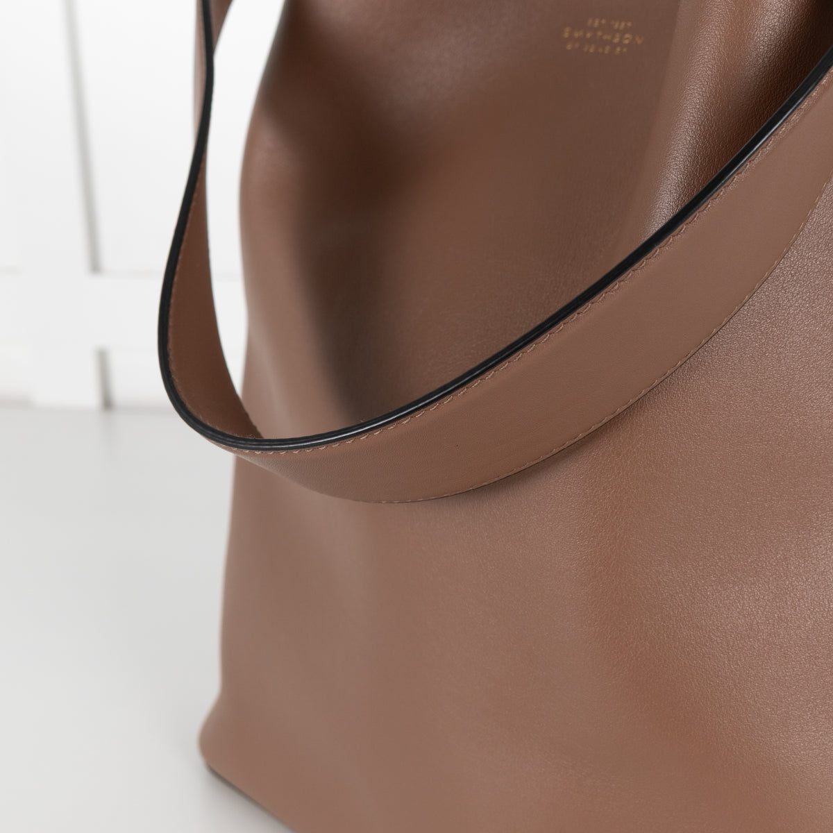 Smythson Brown Leather Bucket Bag