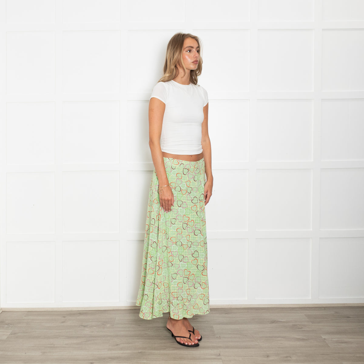Stine Goya Green Skirt With Heart Print