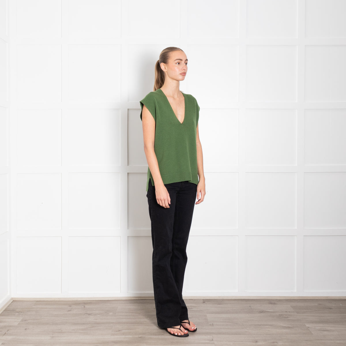 Me+Em Green Cashmere Mix Sleeveless Jumper