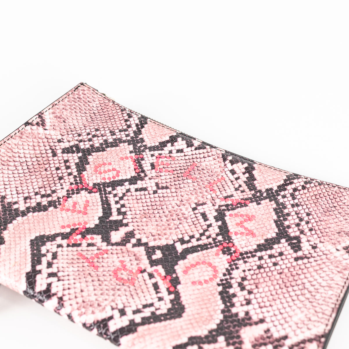 Stella McCartney Pink Snake Clutch with Pink Studs