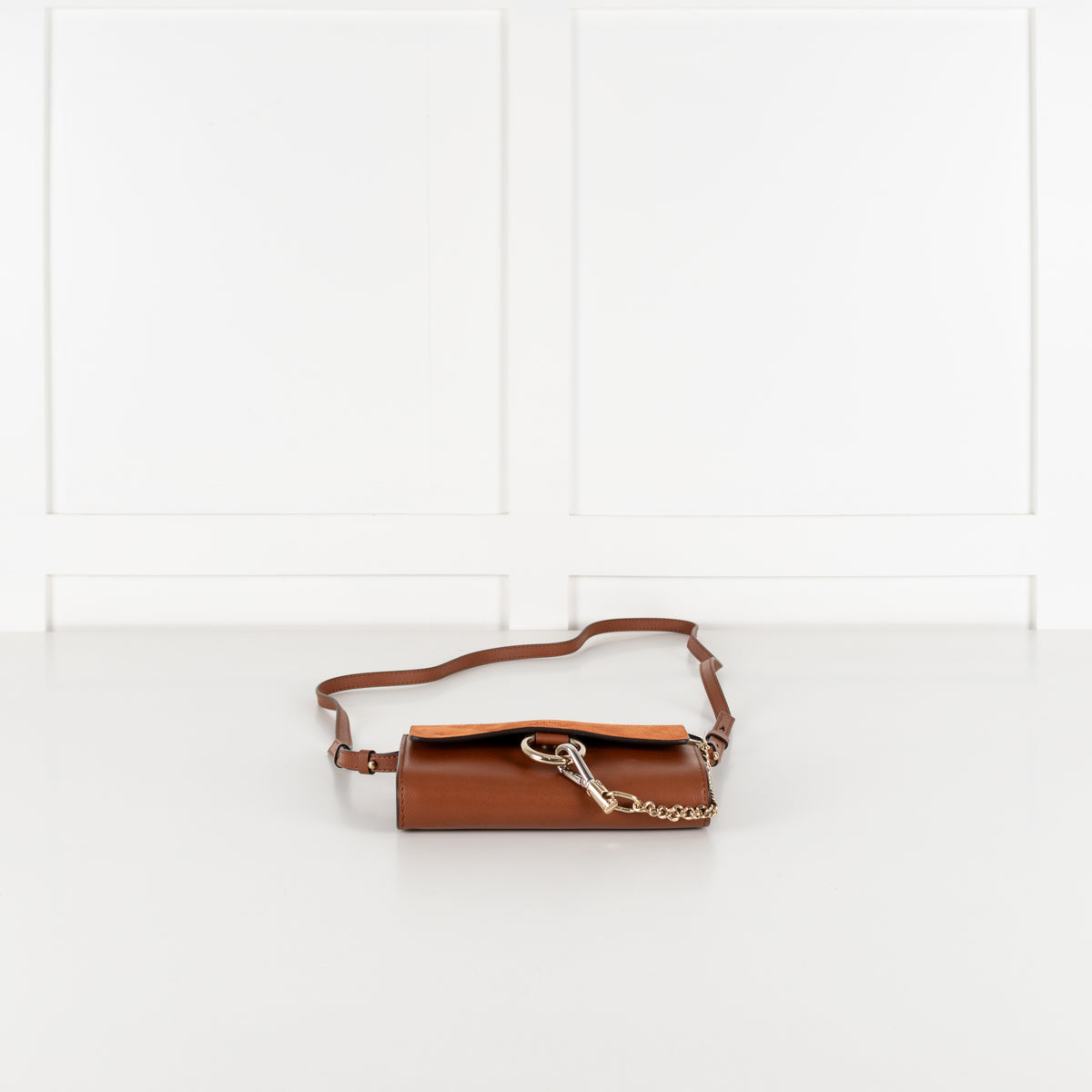 Chloe Faye Wallet on Chain in Rich Tan Suede