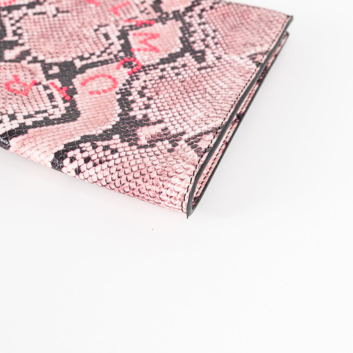 Stella McCartney Pink Snake Clutch with Pink Studs