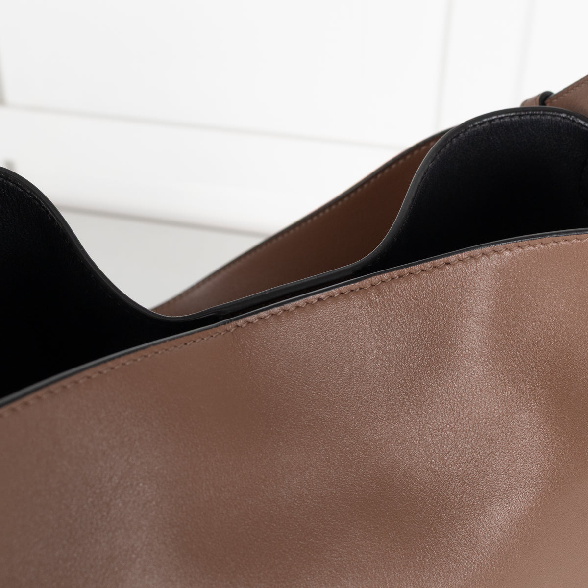 Smythson Brown Leather Bucket Bag