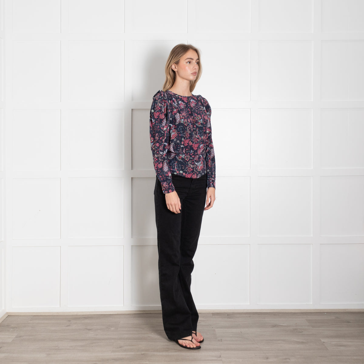 Isabel Marant Blue Pink Floral Silk Blouse