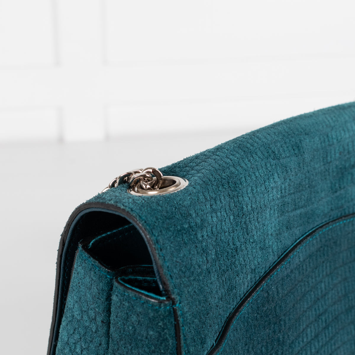 Yves Saint Laurent Teal Le Sixieme Suede Bag