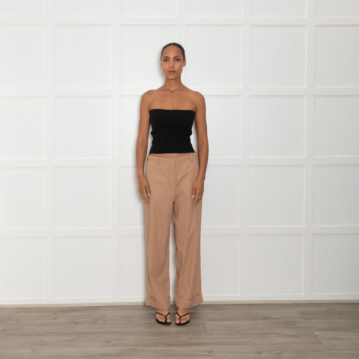 Dries Van Noten Tan Wide Leg Trousers