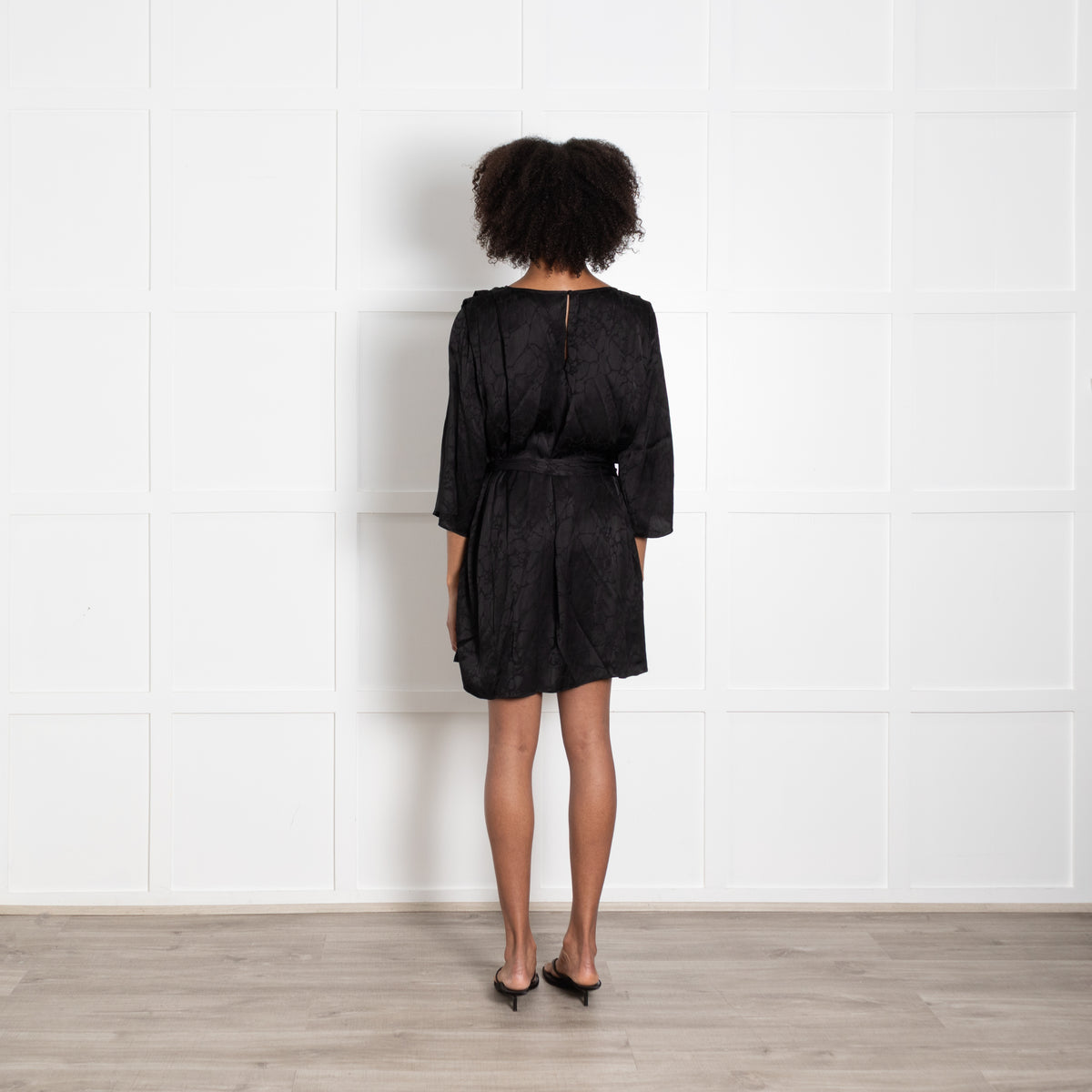 Ba&Sh Black Lady Dress with Gathered Shoulders