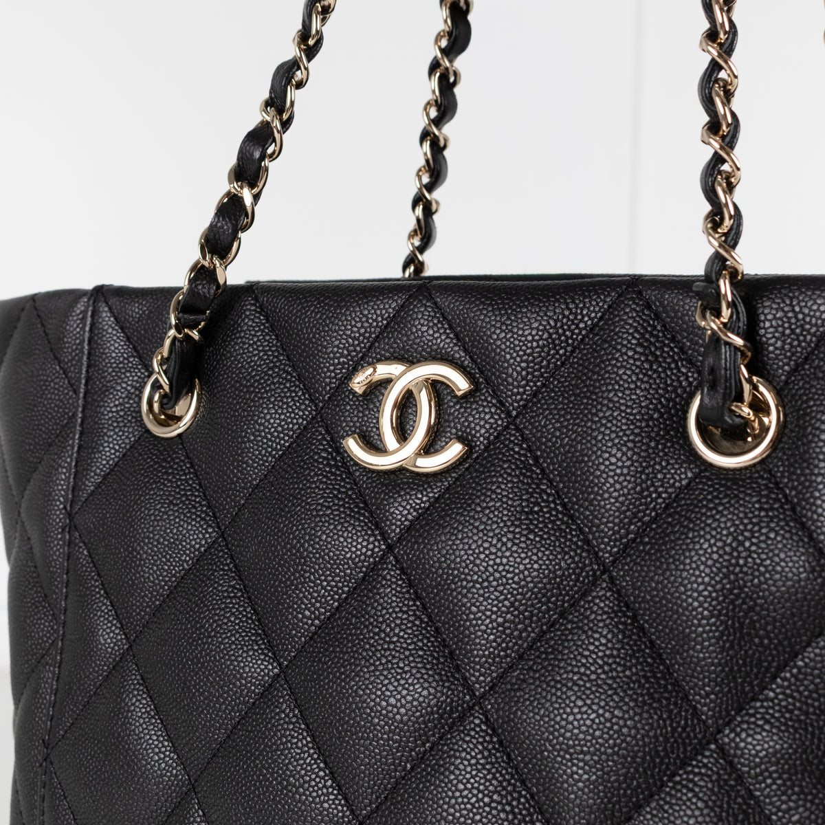 Chanel Black Quilted Caviar Leather Tote Bag