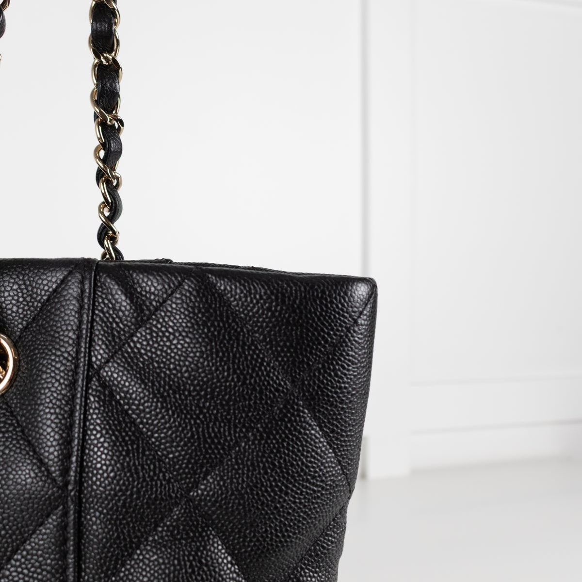 Chanel Black Quilted Caviar Leather Tote Bag