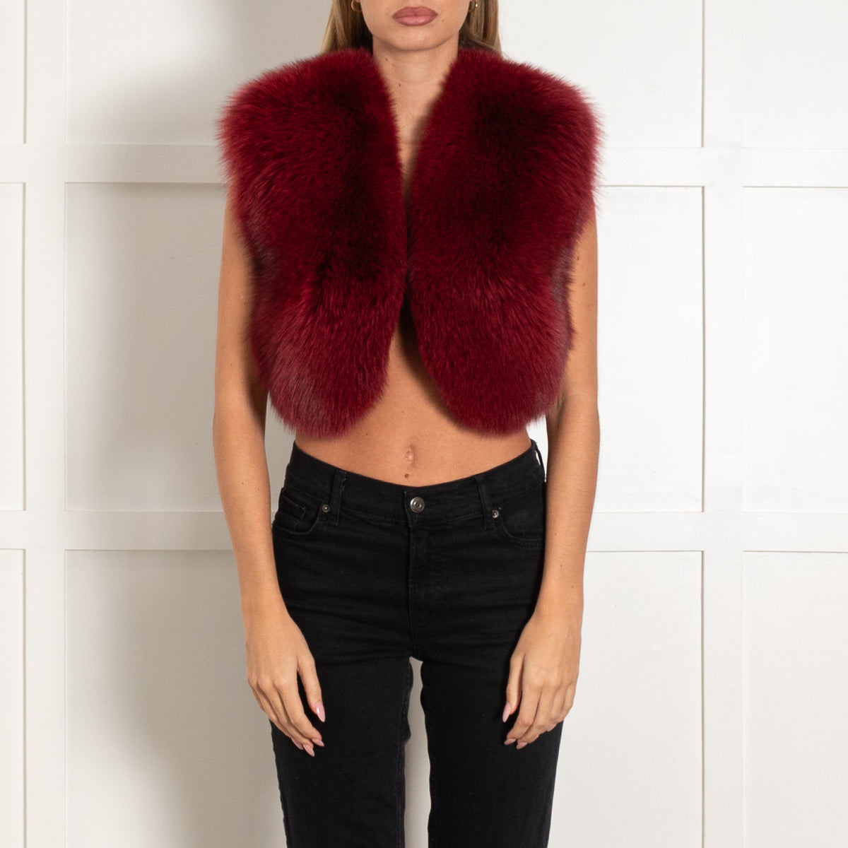 Philippa London Burgundy Fox Fur Gilet