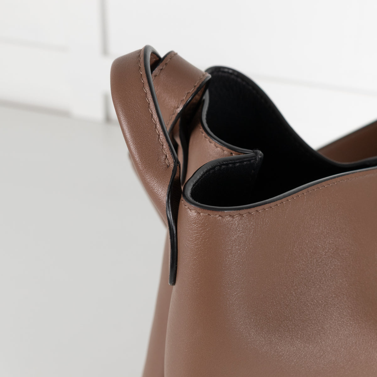 Smythson Brown Leather Bucket Bag