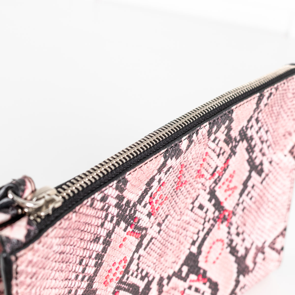 Stella McCartney Pink Snake Clutch with Pink Studs