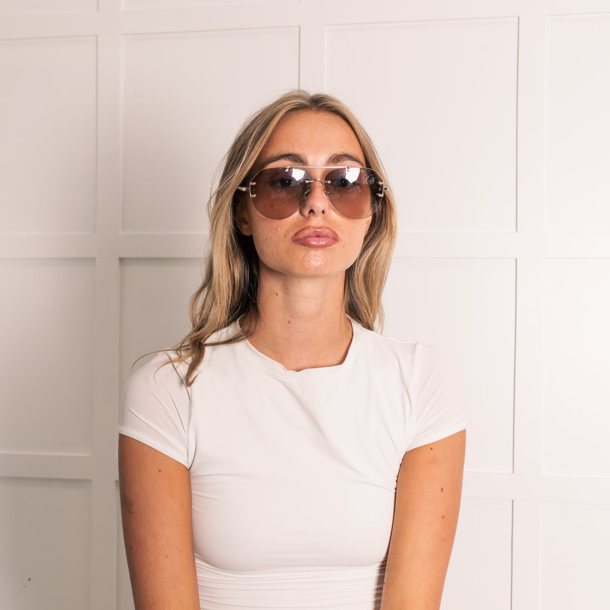 Linda Farrow Titanium Frameless Aviator
